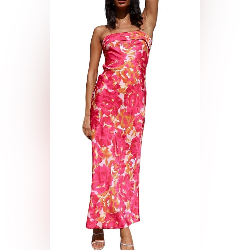 NWT Floral Strapless Dress